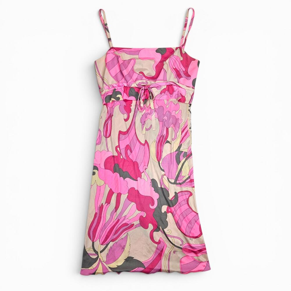 Y2k Emilio Pucci Jersey Silk Dress Pink Knee-Length - Size Small